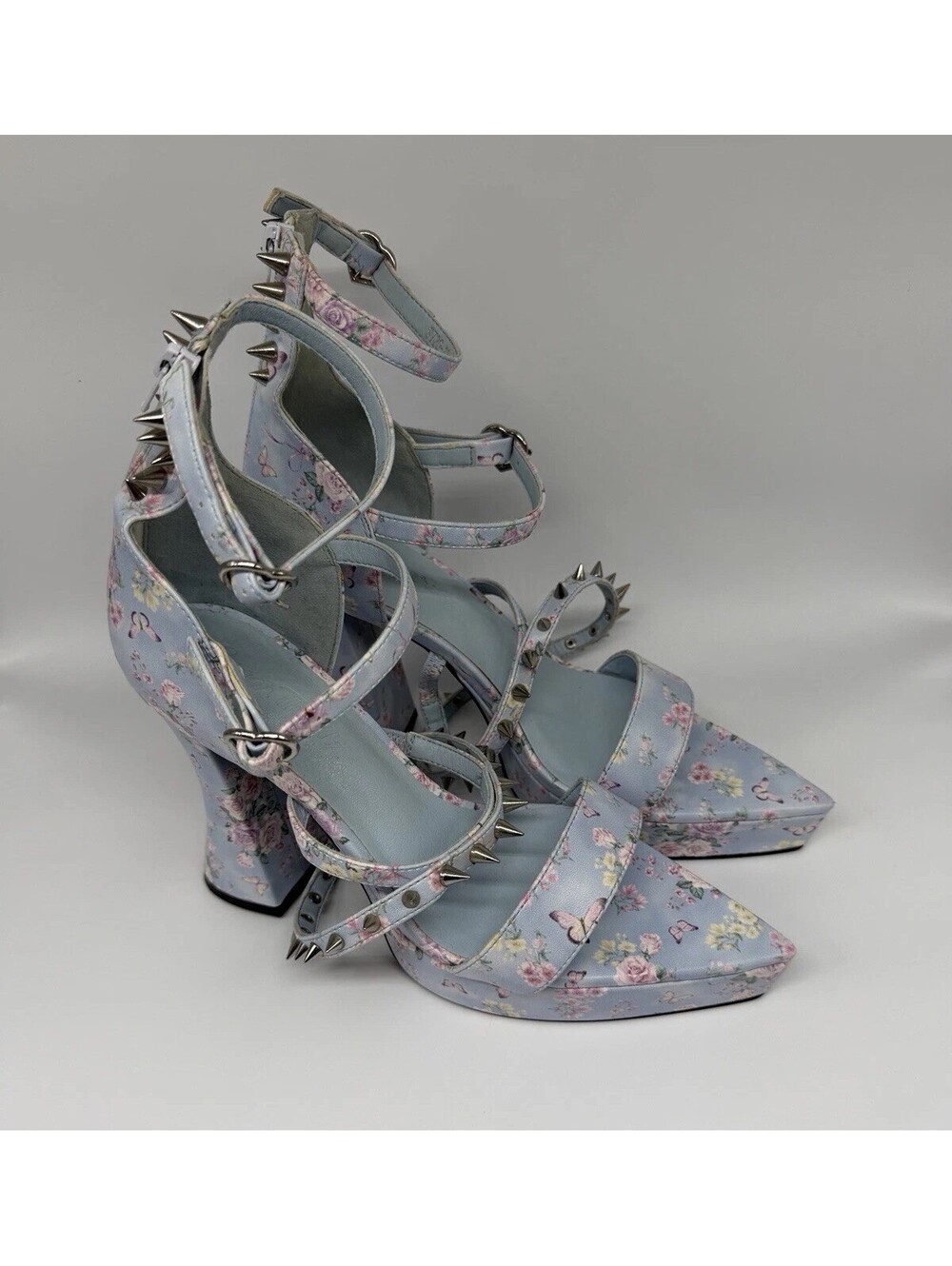 Sugar Thrillz Love and War Studded Floral Cottagecore Heels Fairy 8 NWOT *read*